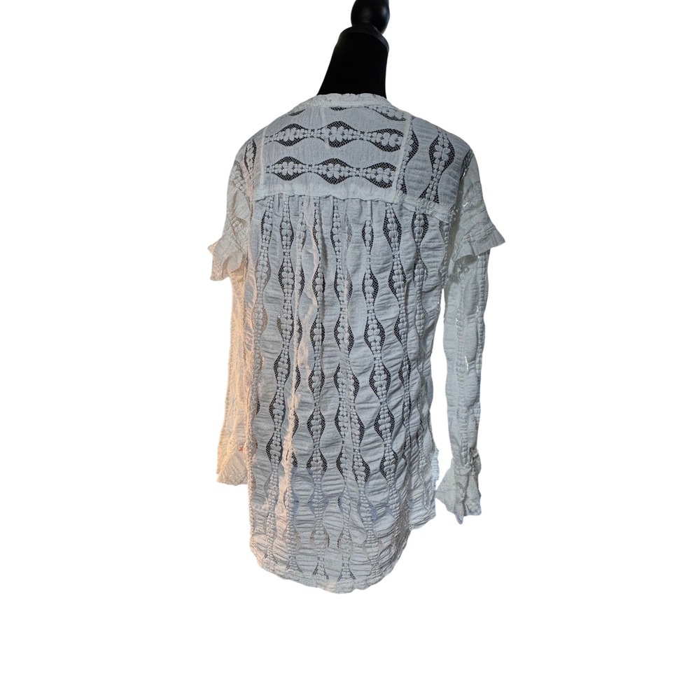 Free People Candy Shop White XS Lace Ruffle Sleeve Tunic Boho Festival‎ Top - Picture 8 of 16